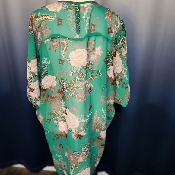 Green chiffon kimono - Picture 4 of 6